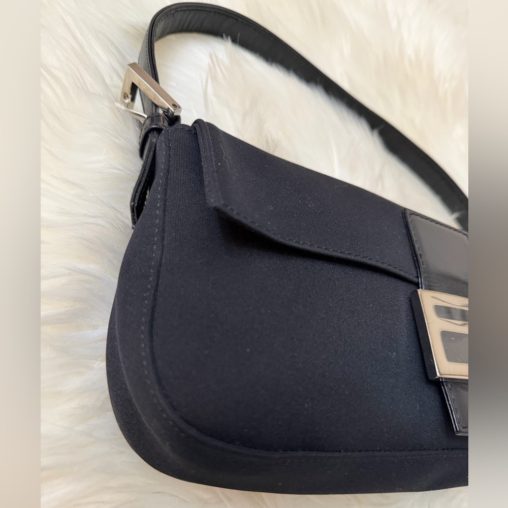 Vintage 00's Fendi Black Neoprene Baguette
Bag with Silver Accent. - Picture 7 of 16